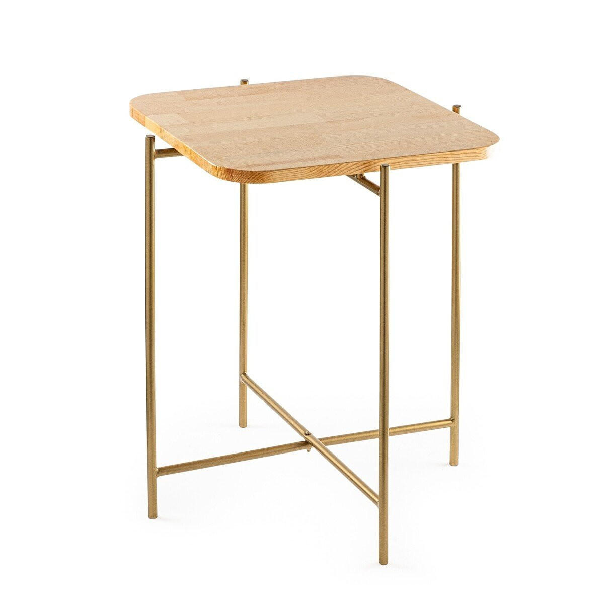 QUADRATISCHER beistelltisch mit metallfüssen 46/46/56 cm - Goldfarben, Metall (46/46/56cm) - Calicosy