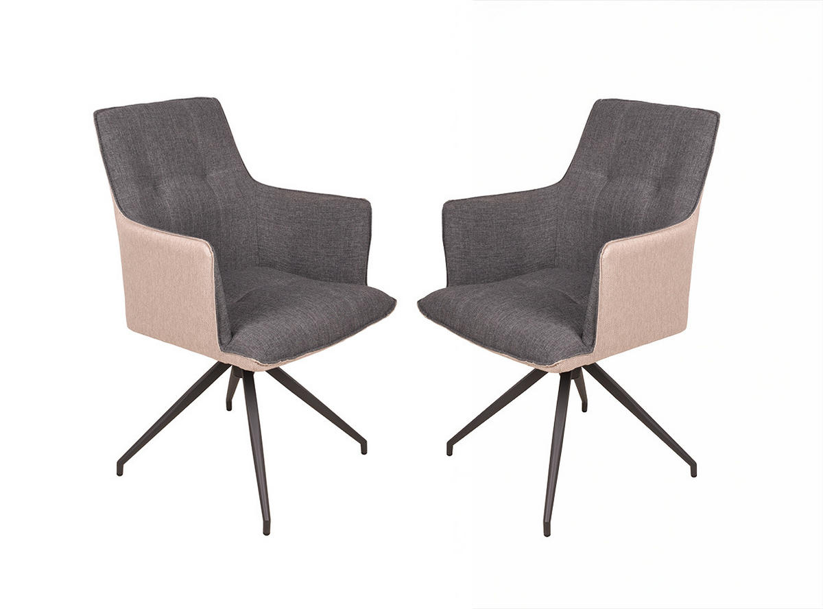 GARTENSTUHL Lisa 2er Set Stahl Dunkelgrau 92x61x62cm - Dunkelgrau, Metall (61/92/62cm) - DELUKE