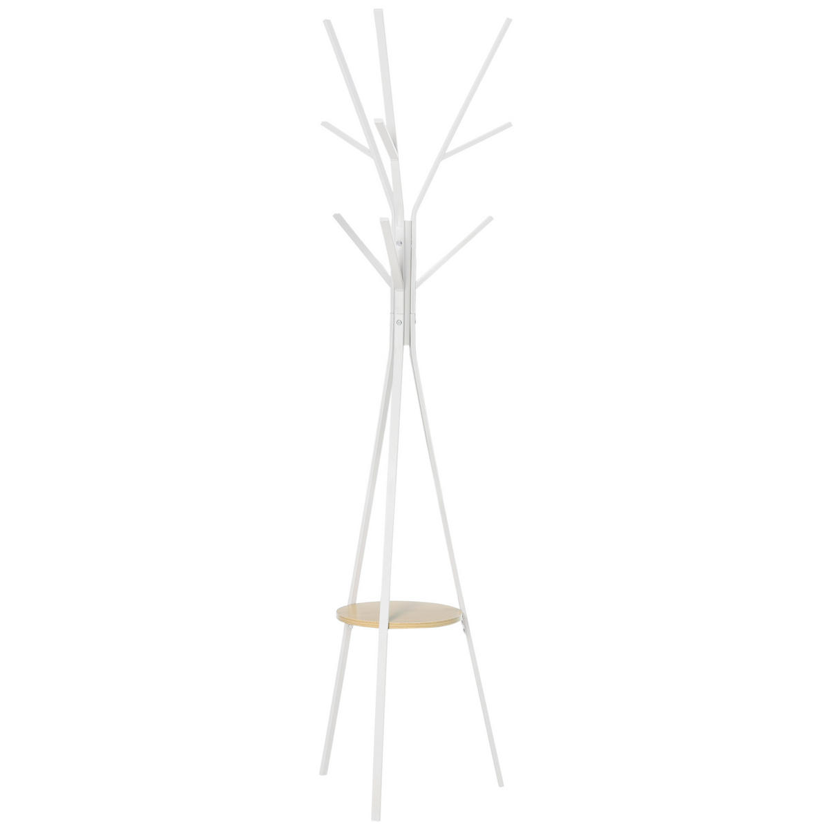 GARDEROBENSTÄNDER DE-09588 8 Haken & Ablage Weiß - Weiß, Metall (45/180/45cm) - ComfortXL