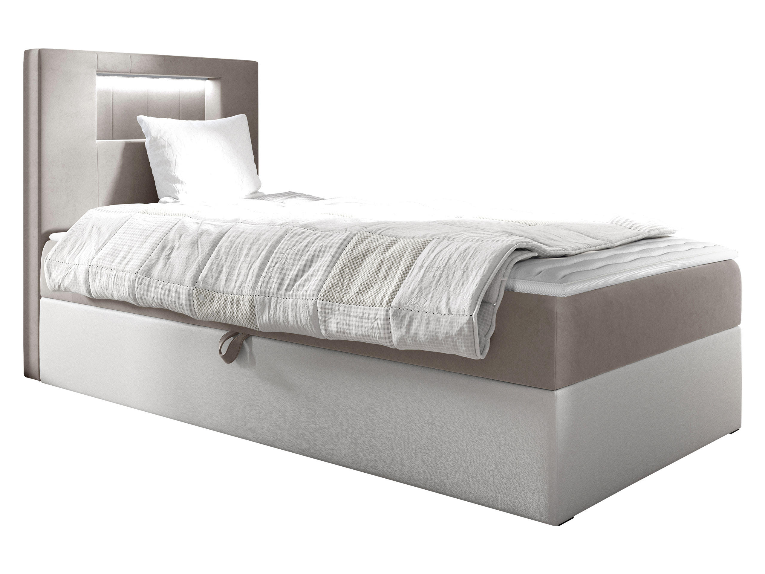 BOXBETT Gold Junior 1, Seite zum Öffnen des Bettkastens: Links - Creme/Weiß, Holz (100/200cm) - MIRJAN24