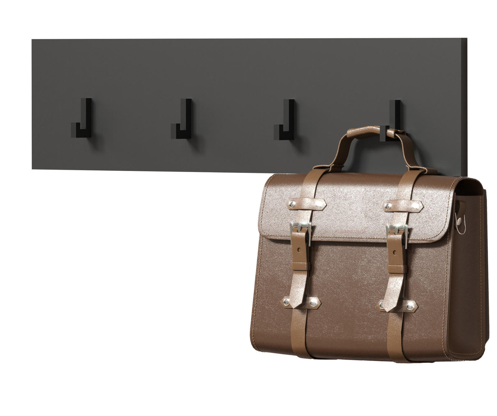 GARDEROBENLEISTE grau 80 x 20 cm, Wandgarderobe mit 4 Haken - Anthrazit/Grau, Holzwerkstoff (6/20/80cm) - Top.Furn