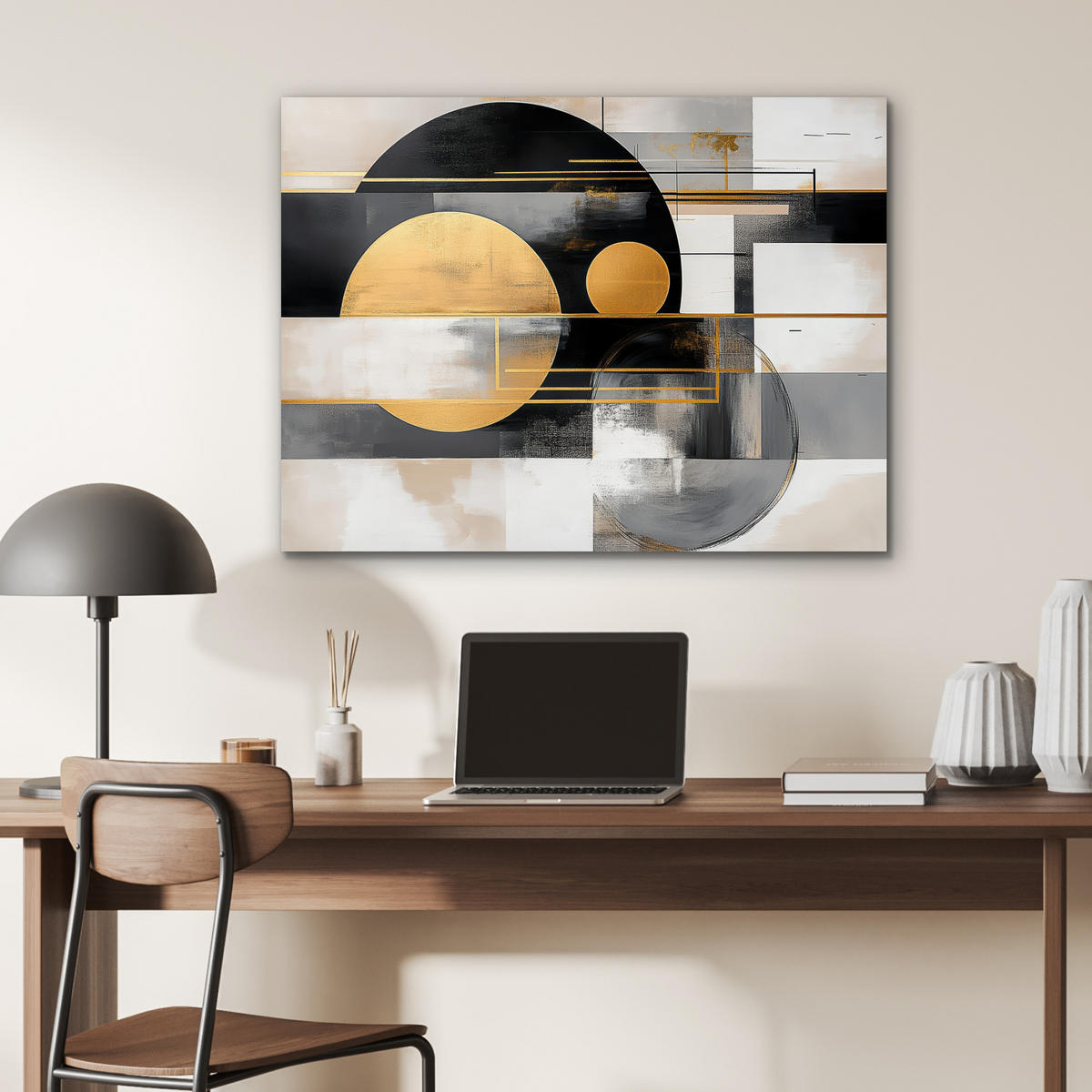 KOVOVÝ OBRAZ Abstraktné - Zlato - Striebro - Tvary - Estetické - Moderné 80x60 cm - zlatá, kov (80/60cm) - MuchoWow