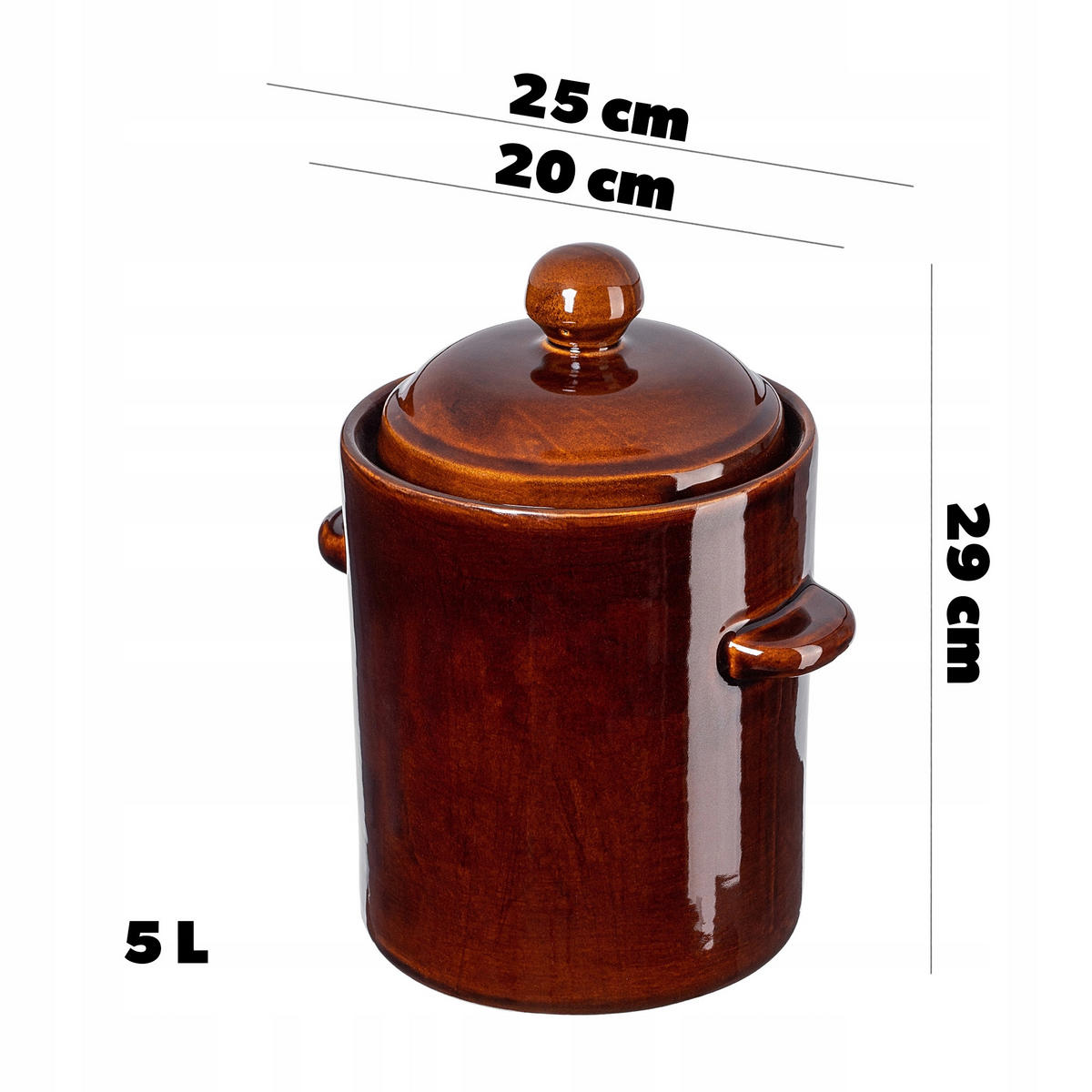 STEINZEUGTOPF mit Deckel, 5L - Braun, Keramik (20cm) - KADAX