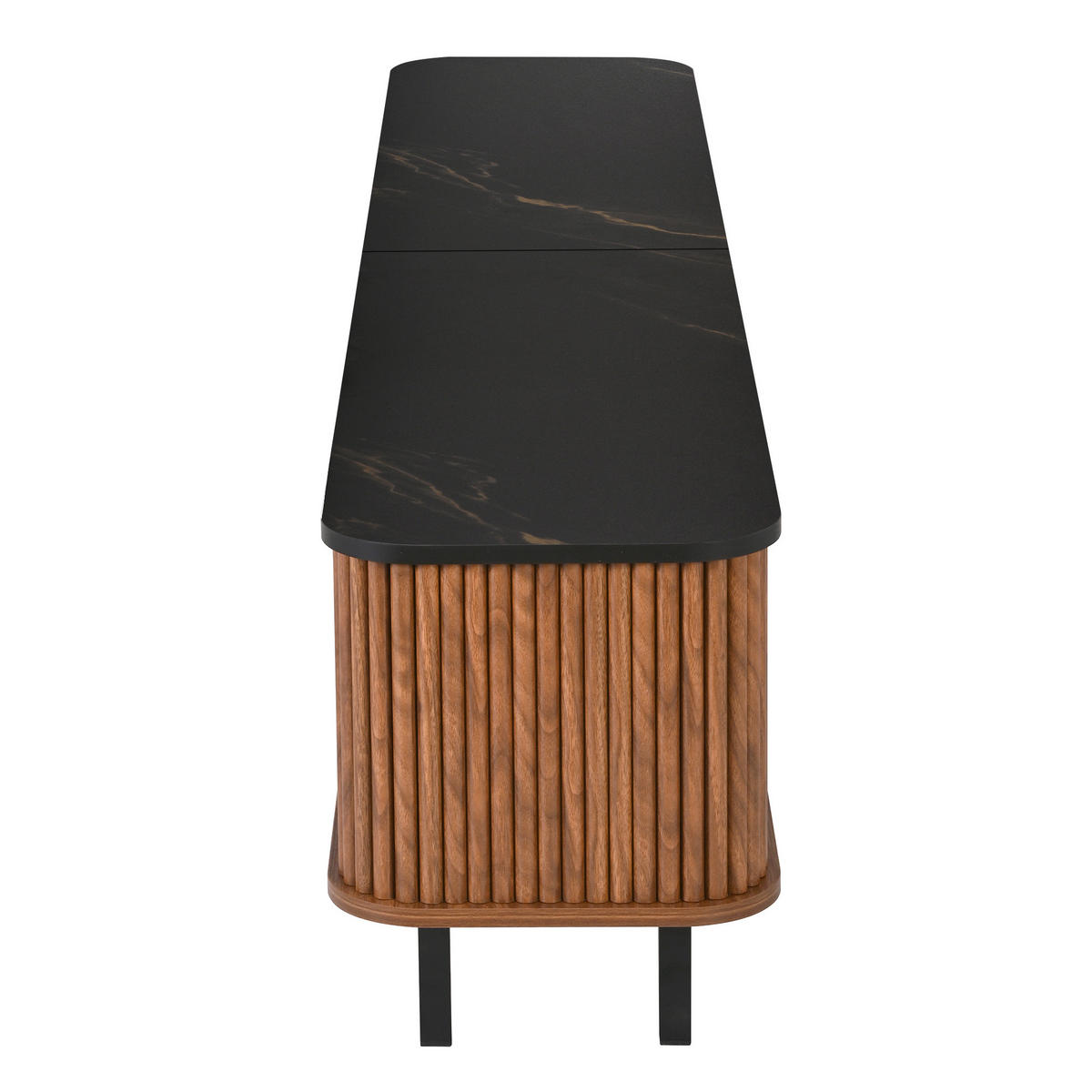 TV-LOWBOARD 190 x 30 x 45 cm, 2 Schiebetüren, Rattanoptik, runde Metallgriffe, Walnuss - Walnussfarben, Holzwerkstoff (190/45/30cm)