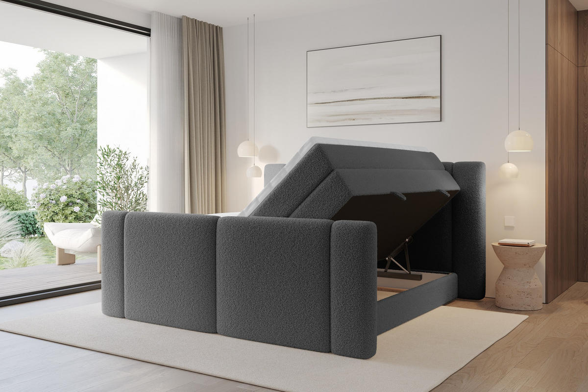 BOXSPRINGBETT mit Matratze H3/H4 - EVON KING Zanozek - 140x200 cm Grau - Taupe, Holzwerkstoff (140/200cm) - ALTDECOR