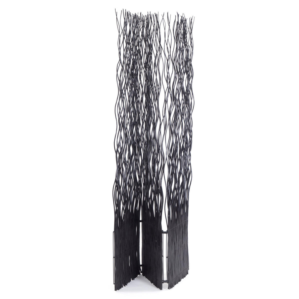 PARAVENT Wave 3 Weidenzweige schwarz - Schwarz, Naturmaterialien (120/170/6cm) - DESIGN DELIGHTS