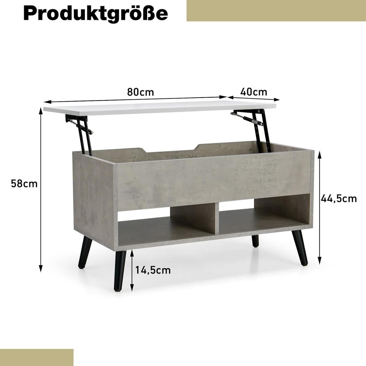SOFATISCH Grau - Grau, Holz (40/80/45cm) - COSTWAY
