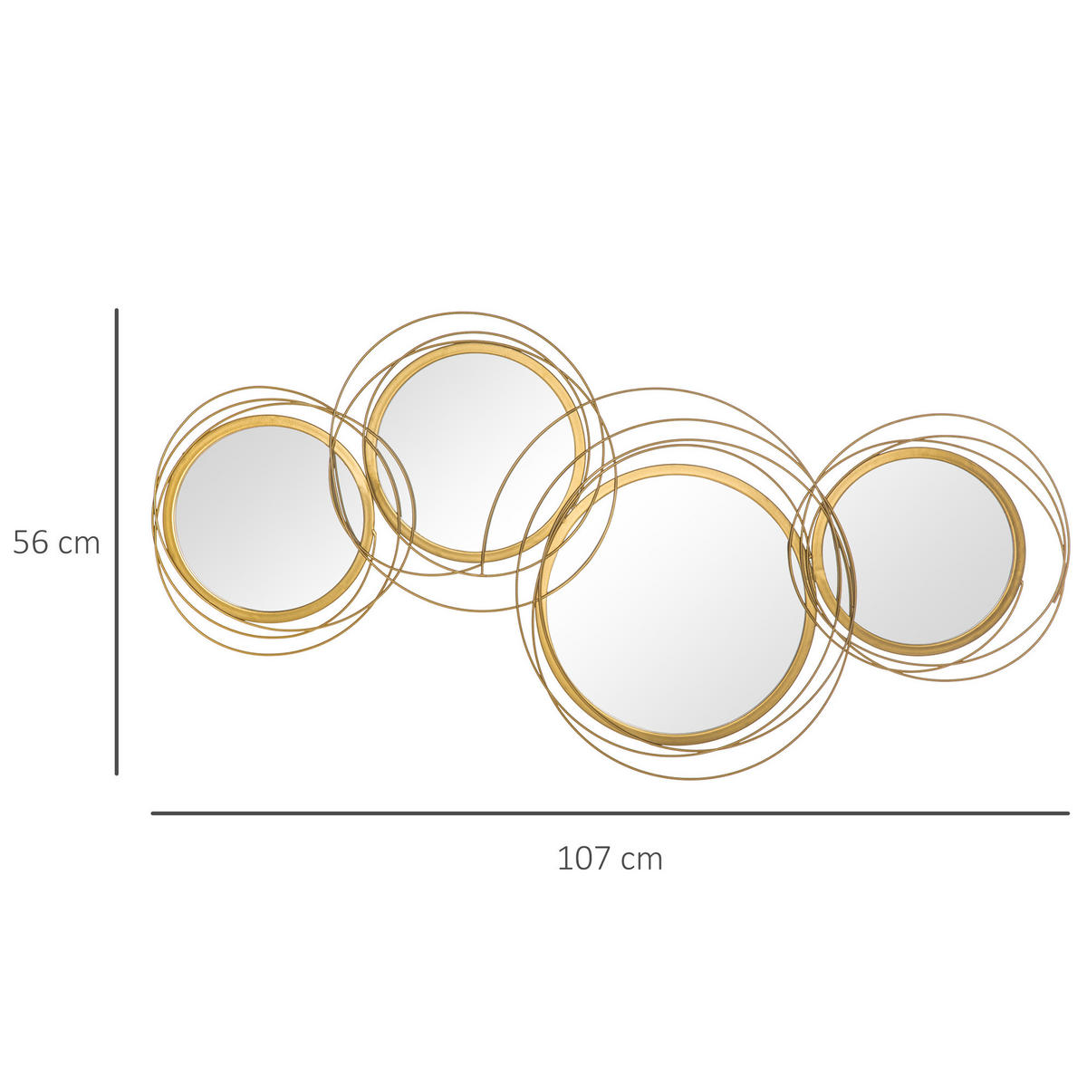 WANDSPIEGEL 107/4/56 cm gold aus Metall mit Haken - Goldfarben, Metall (4/56/107cm) - OKWISH