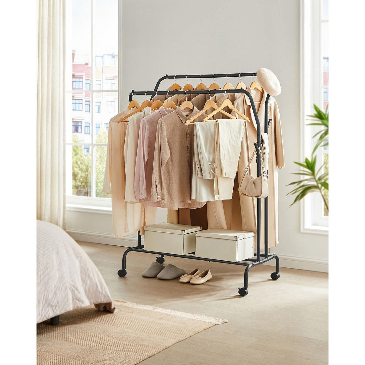 KLEIDERSTÄNDER PRAIA - Schwarz, Metall (103.5/155/52.5cm) - Hansiro