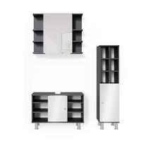 BADMÖBEL-SET Fynn Anthrazit 3 Teile, mit Midischrank Tür groß - Anthrazit/Weiß, Holzwerkstoff (60/54/32cm) - Vicco