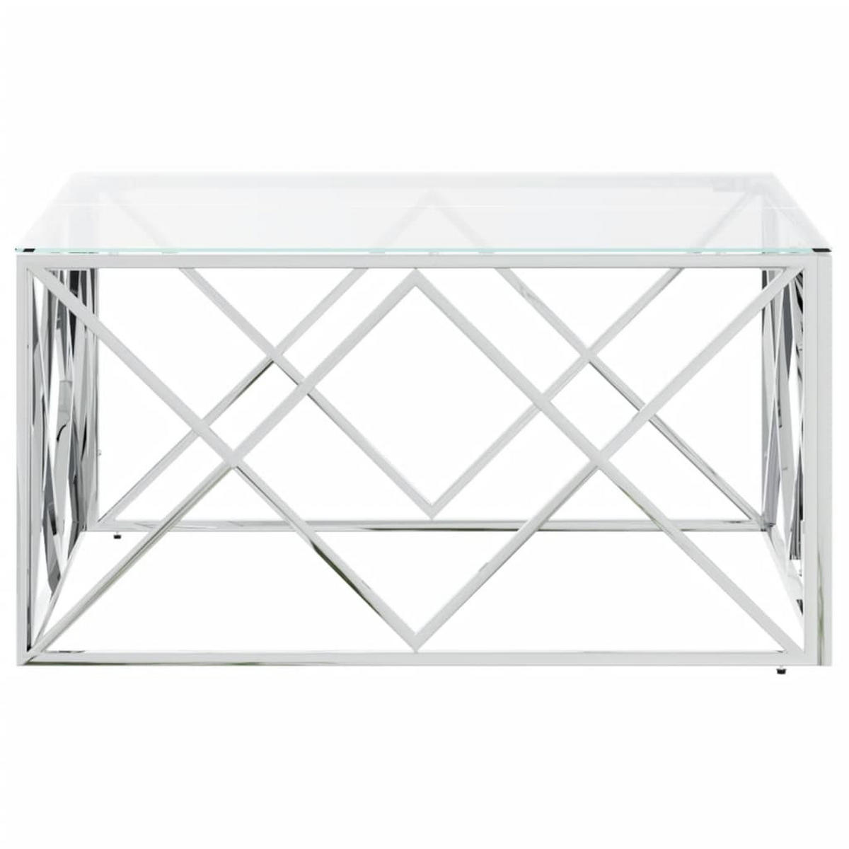COUCHTISCH 80x80x40 cm Edelstahl und Glas - Silberfarben, Metall (80/80/40cm) - furnicato
