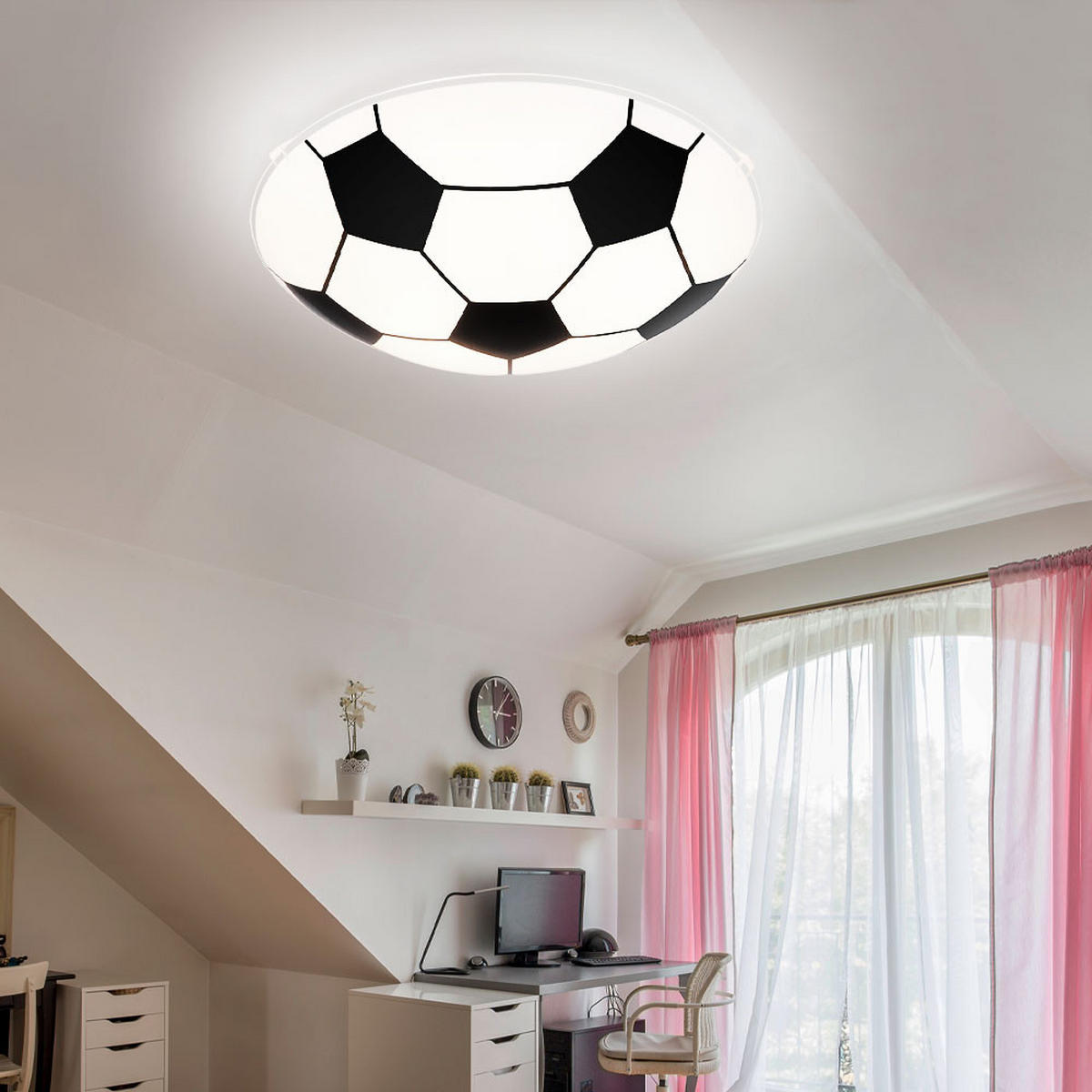 LED DECKENLEUCHTE Metall Schwarz Weiß - Weiß, Metall (25/25/8cm) - Globo Lighting