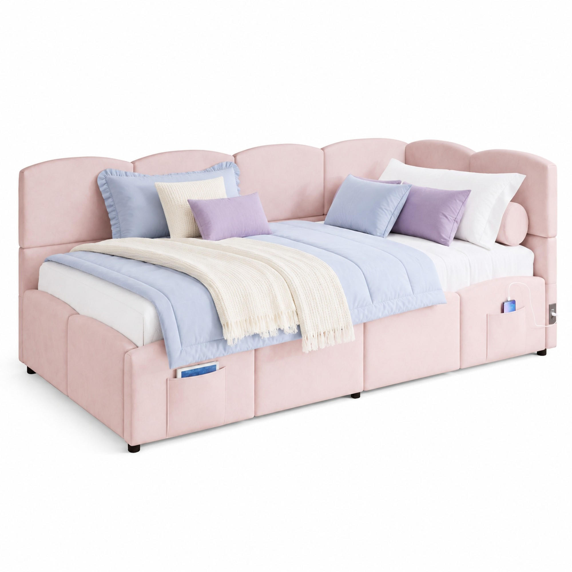 SCHLAFSOFA mit hydraulischem Stauraum 90x200 cm Samt Pink - Pink, Metall (90/200cm) - Beauniv
