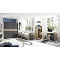 JUGENDZIMMER Liam in Artisan Eiche und Graphit 4 teilig - Braun, Holzwerkstoff (120/200/80cm)
