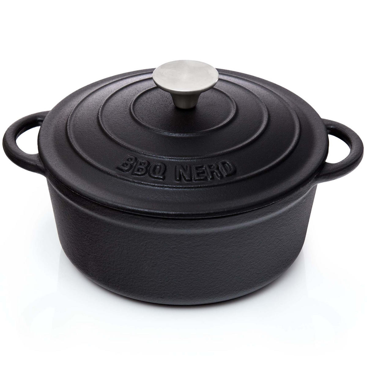 BRÄTER Gusseisen emailliert 2,5L - Feuertopf Topf Cocotte Gusstopf - Schwarz, Metall (22/11/22cm) - BBQ Nerd
