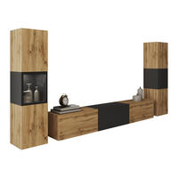 WOHNWAND Berlin III mit weißer LED Beleuchtung - Eiche Wotan/Alufarben, Holzwerkstoff/Kunststoff (180/30/33cm) - MIRJAN24