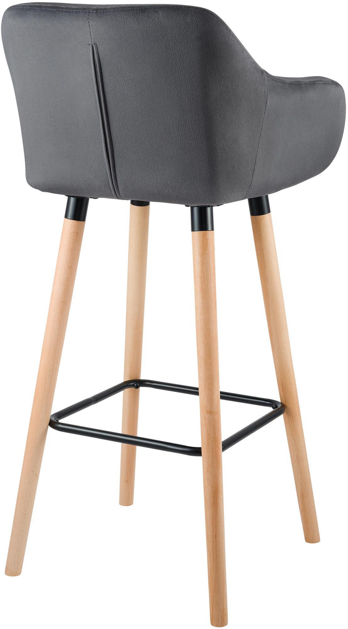 BARHOCKER 2er Set Samt Grau - Eukalyptusholzfarben/Grau, Holz/Textil (55/99/46cm) - CLP