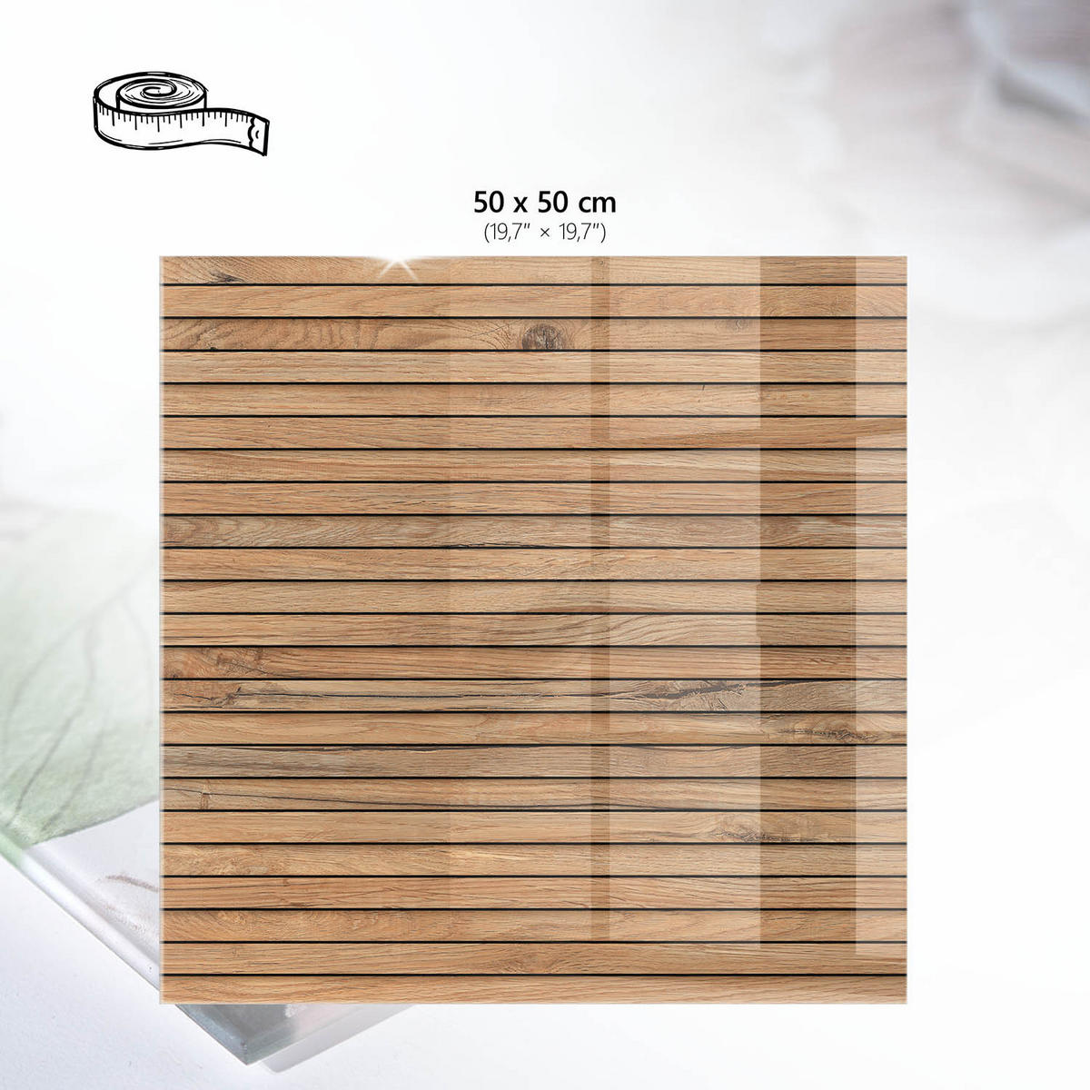 TISCHPLATTE 50x50 cm – Holzstruktur - Braun, Glas (50/50/0.4cm) - Wallfluent