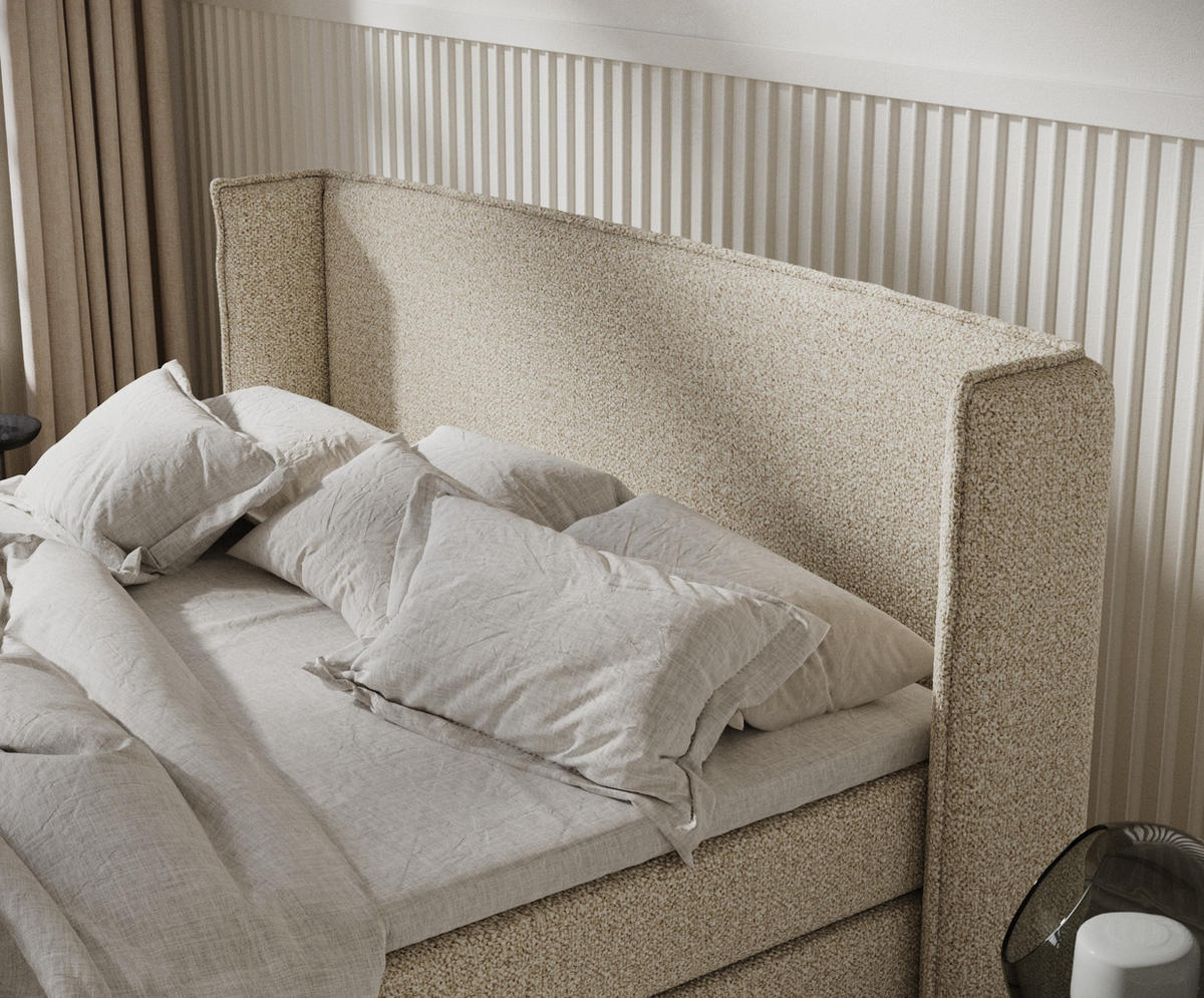 BOXSPRINGBETT Carizzo Beige 140/200 cm mit Matratze und Topper - Beige/Naturfarben, Holz/Holzwerkstoff (140/200cm) - Maison de Reve