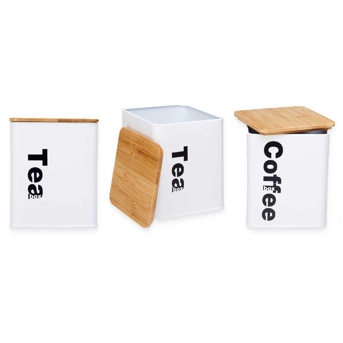 TEEBEHÄLTER 3 Stück - Weiß, Metall (11/14/11cm) - Kinvara