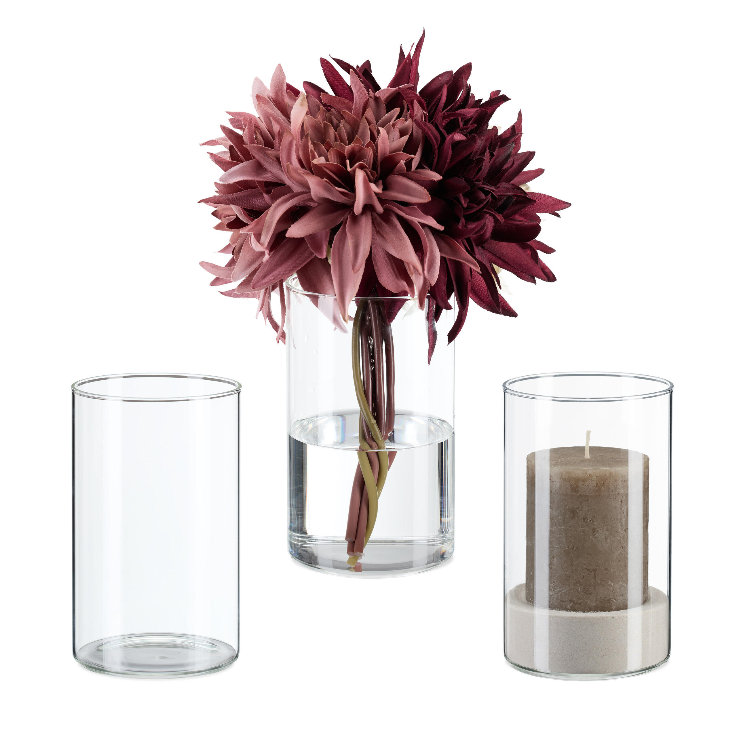 VASEN-SET - Transparent, Glas (9.5/15cm) - Relaxdays