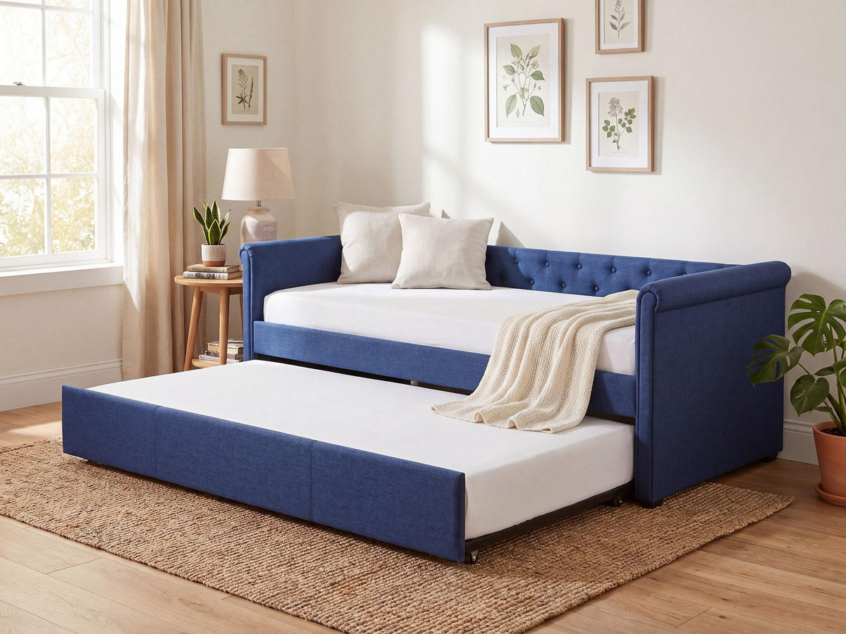 TAGESBETT 80/200 cm Marineblau Libourne - Blau, Textil (80/200cm) - Beliani