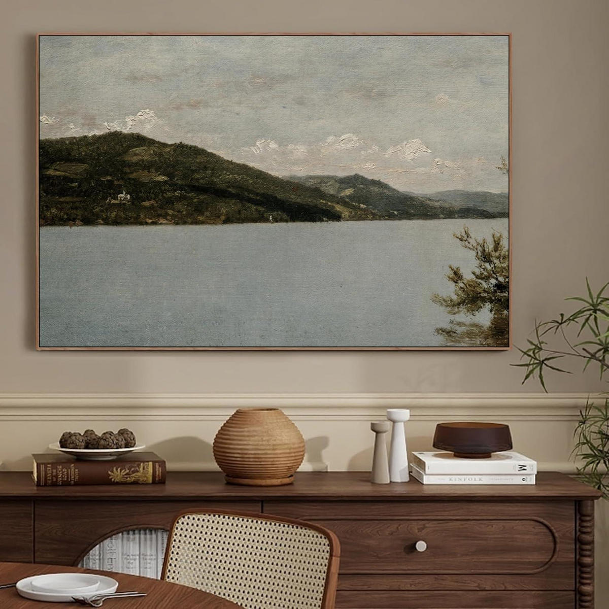 LEINWANDBILD mit Rahmen 60 x 90 cm Bergsee - Blau, Holz (60/0.5cm)