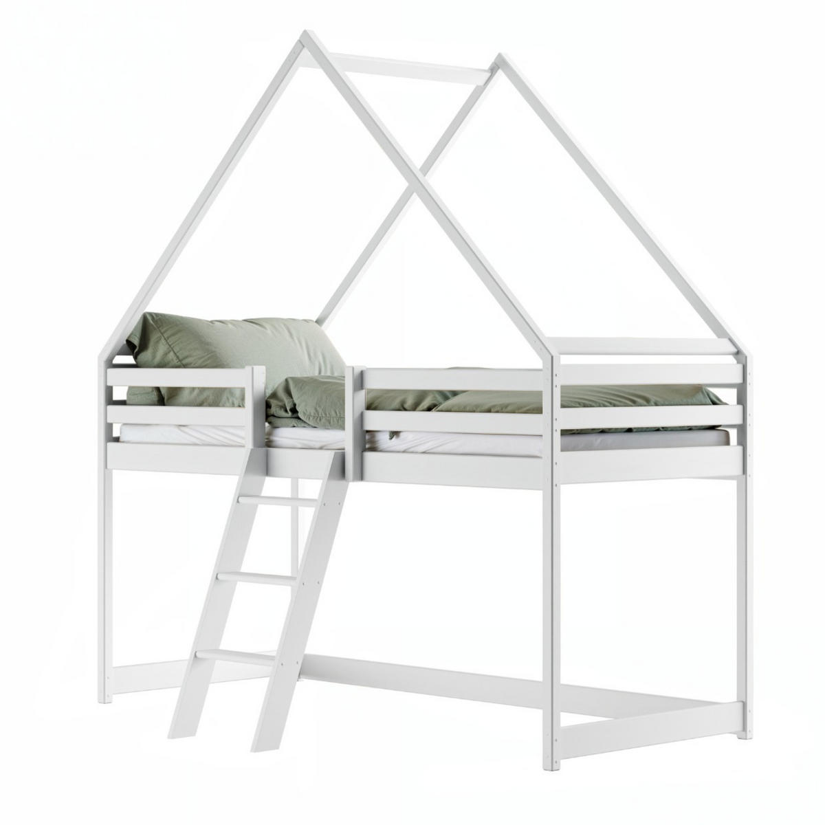 HAUSBETT in 80x180 cm mit Matratze in weiß - Weiß, Holz (80/180cm) - Kids Collective