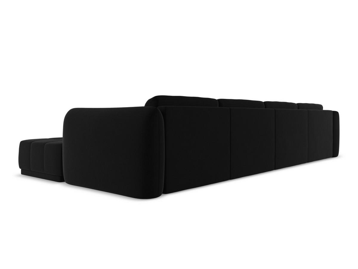 WOHNLANDSCHAFT Samt Stoff Schwarz - Schwarz, Kunststoff/Textil (370/74/170cm) - Makamii