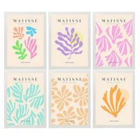 POSTER Set Mit 6 Illustrationen Von Henri Matisse Pastellfarben A3 Weißer Rahmen - Weiß, Papier (29/3cm) - Nacnic