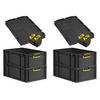 EUROBOX 4x NextGen Color mit Auflagedeckel 22x40x60 cm 44 Liter Schwarz Griffe gelb zu - Gelb/Schwarz, Kunststoff (40/22/60cm) - PROREGAL
