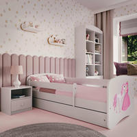 KINDERBETT Prinzessin und Pony 70x140 cm mit Matratze, Schublade, Rausfallschutz & Lattenrost, Weiß - Weiß, Holzwerkstoff (70/140cm) - RAUMHIRSCH FURNITURE