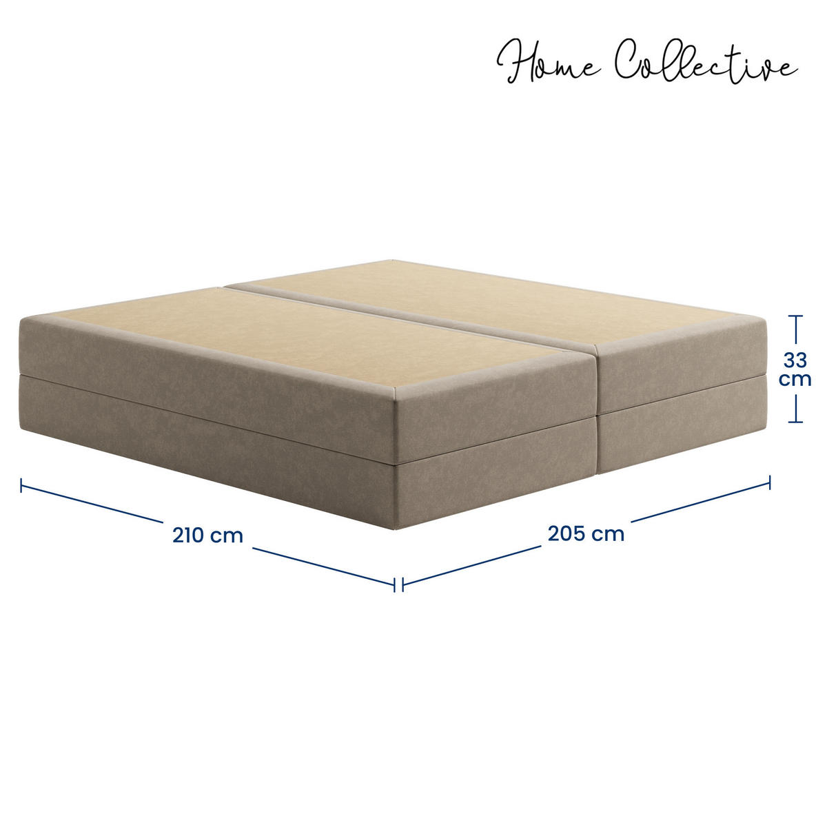 BOXSPRINGBETT mit Kaltschaummatratze, 200 x 200 cm, in Beige - Beige, Naturmaterialien (200/200cm) - Home Collective