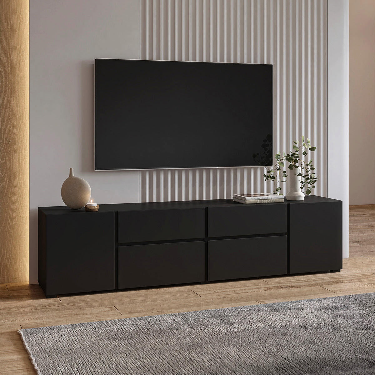 TV STOLÍK Maxis Čierna - čierna, kompozitné drevo (195/48/40cm) - Petits-meubles