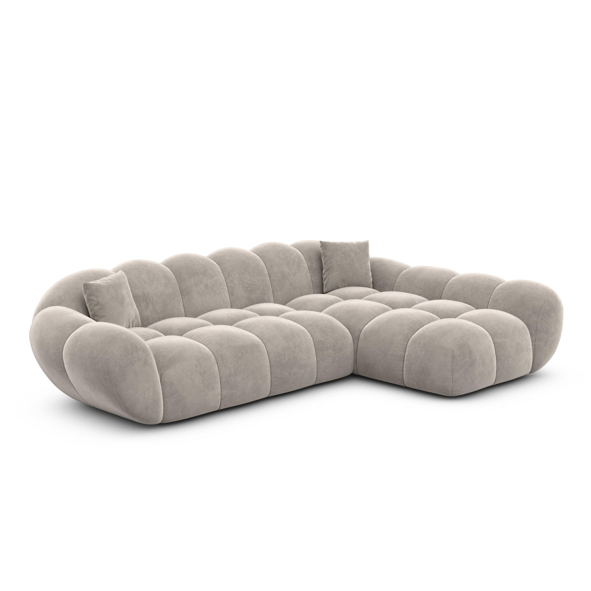 ECKSOFA Liva Sand Samtstoff L-Form Rechts - Sandfarben, Textil (160/265cm) - VAROYAL