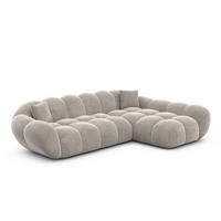 ECKSOFA Liva Sand Samtstoff L-Form Rechts - Sandfarben, Textil (160/265cm) - VAROYAL