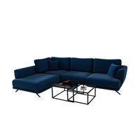 ECKSOFA mit Schlaffunktion und Bettkasten, Lukso-Stoff - Schwarz/Dunkelblau, Textil/Metall (276/191cm) - Eltap