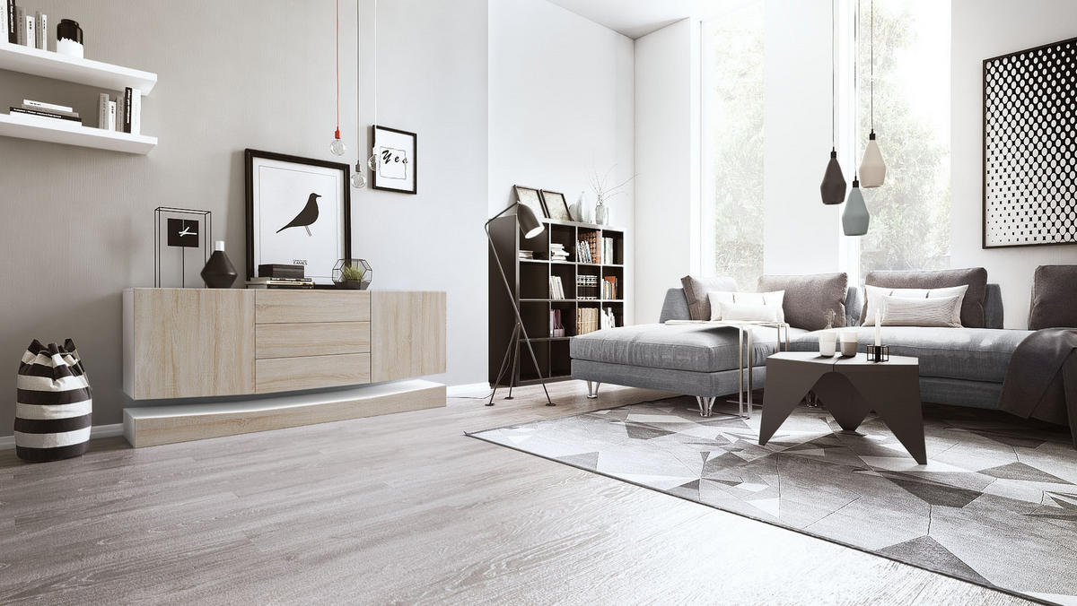SIDEBOARD City Fronten in Eiche sägerau - Eiche San Remo, Holzwerkstoff (178/82/39cm) - Vladon
