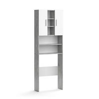 WASCHMASCHINENSCHRANK Luis Beton 64 x 190 cm - Weiß/Grau, Holzwerkstoff (64/190/25.6cm) - Vicco