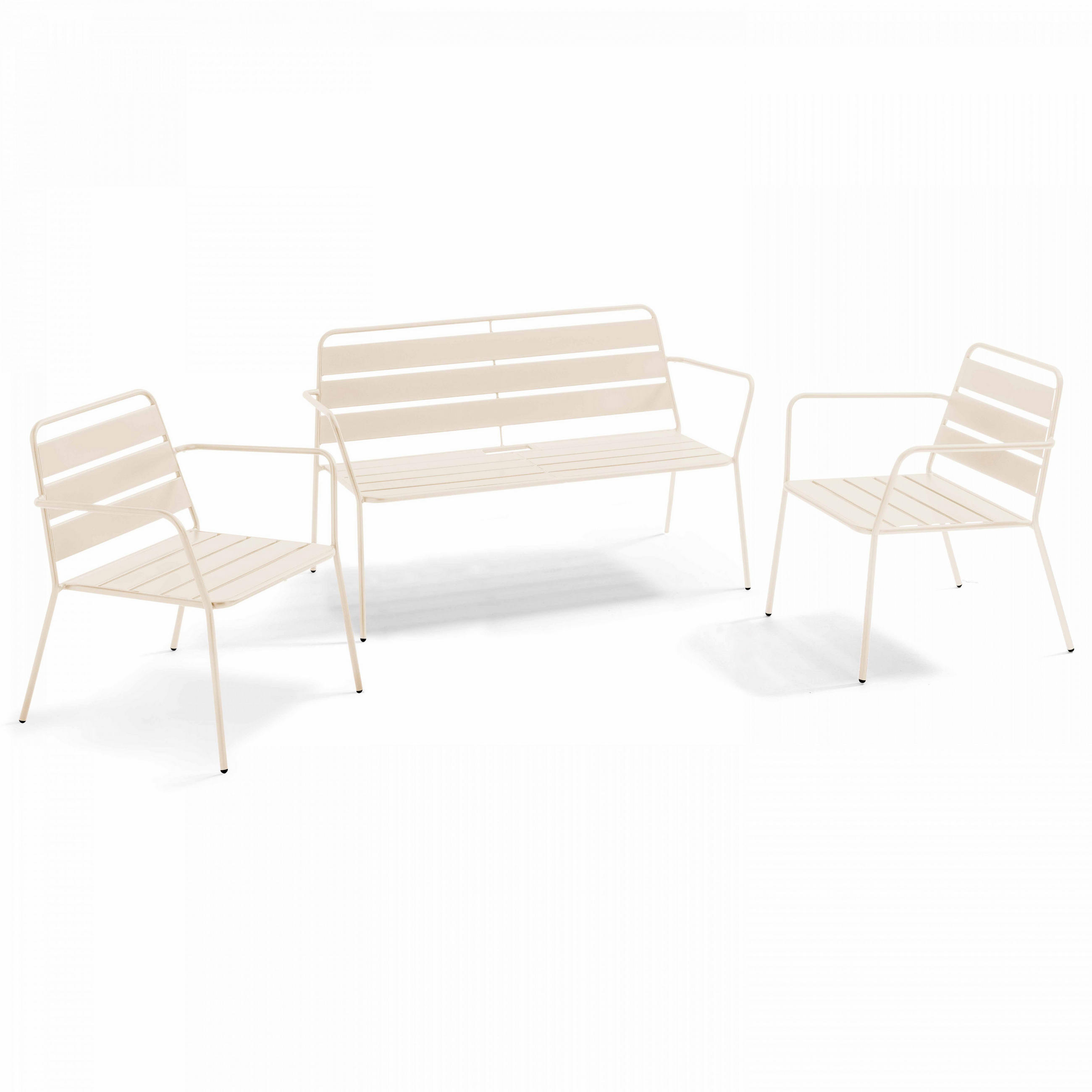 GARTENSET 3-tlg., Weiß - Weiß, Metall - Oviala