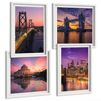 BILDER SET 4er Set - 50x50 cm & 40x60 cm Weißer Rahmen - Brücken, Sonne, Stadtblick - Weiß, Kunststoff (50/50cm) - TULUP