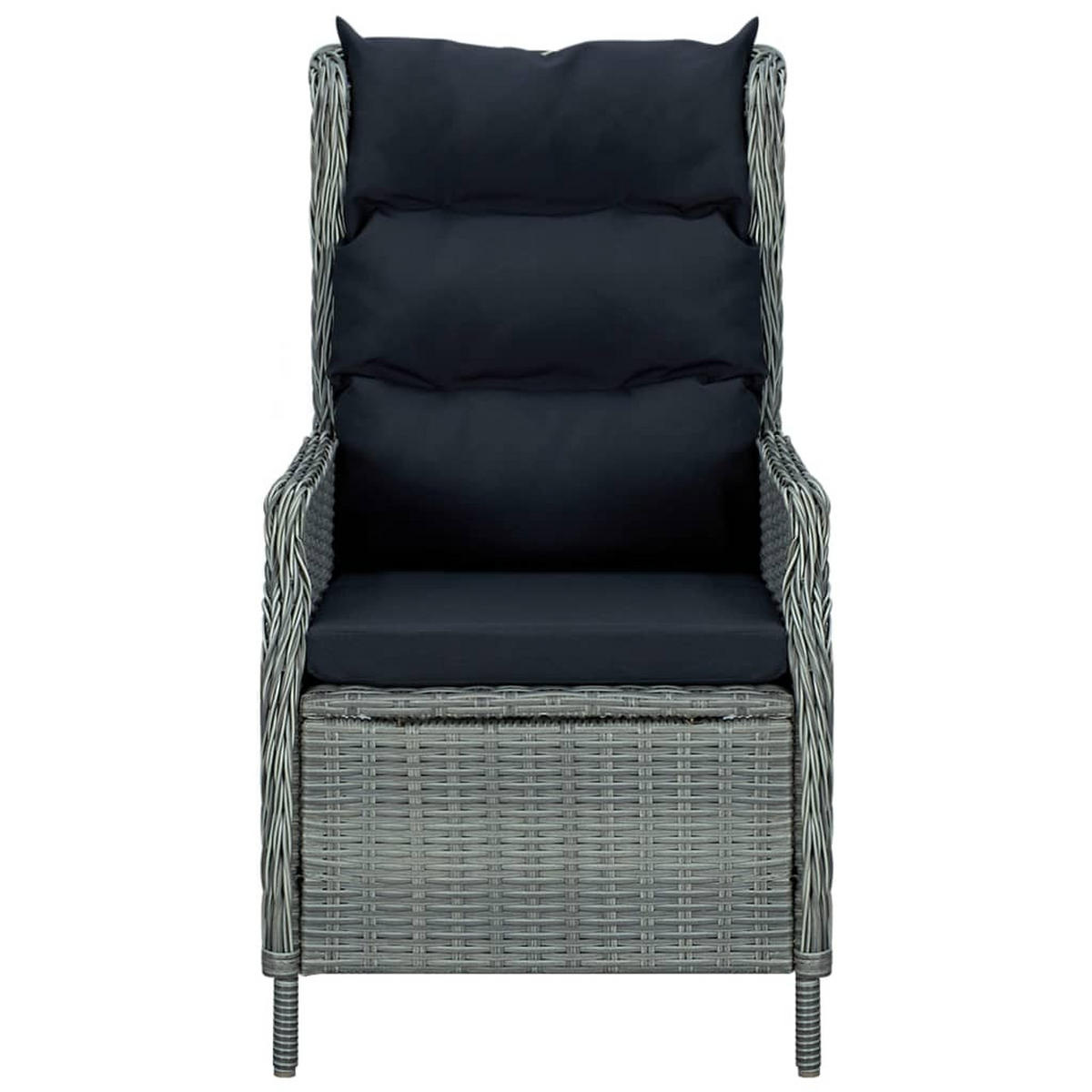 GARTENSESSEL mit verstellbarer Rückenlehne und Fußhocker, 57/88/100 cm, aus Poly Rattan, Hellgrau - Hellgrau, Naturmaterialien/Textil (88/100/57cm) - vidaXL