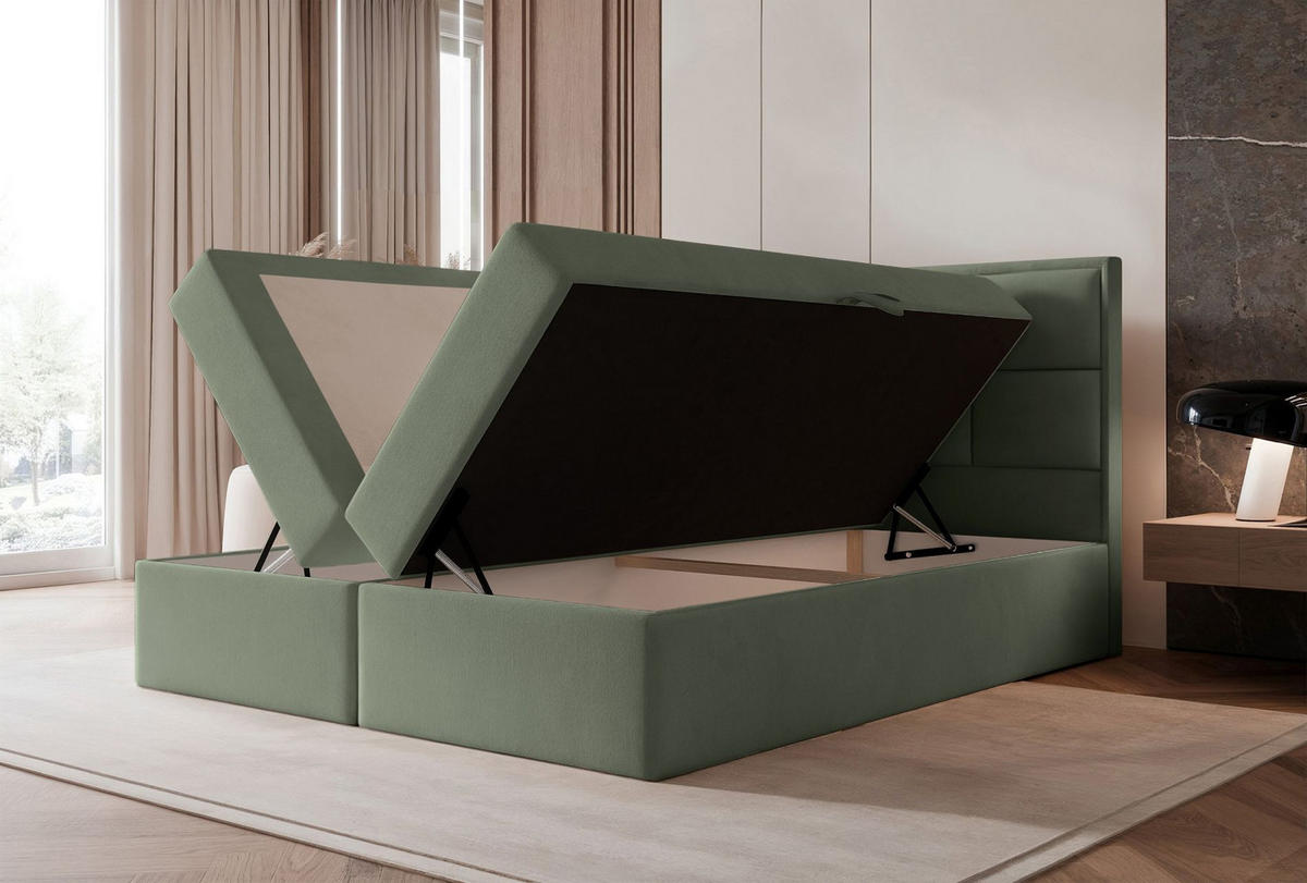 BOXBETT Silensio Eukalyptus Samt 160x200 cm - Grün, Textil (160/200cm) - Selsey