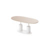 COUCHTISCH Cappuccino Weiß Hochglanz oval ausziehbar höhenverstellbar - Weiß Hochglanz/Cappuccino, Holzwerkstoff (80/130/54cm) - designimpex