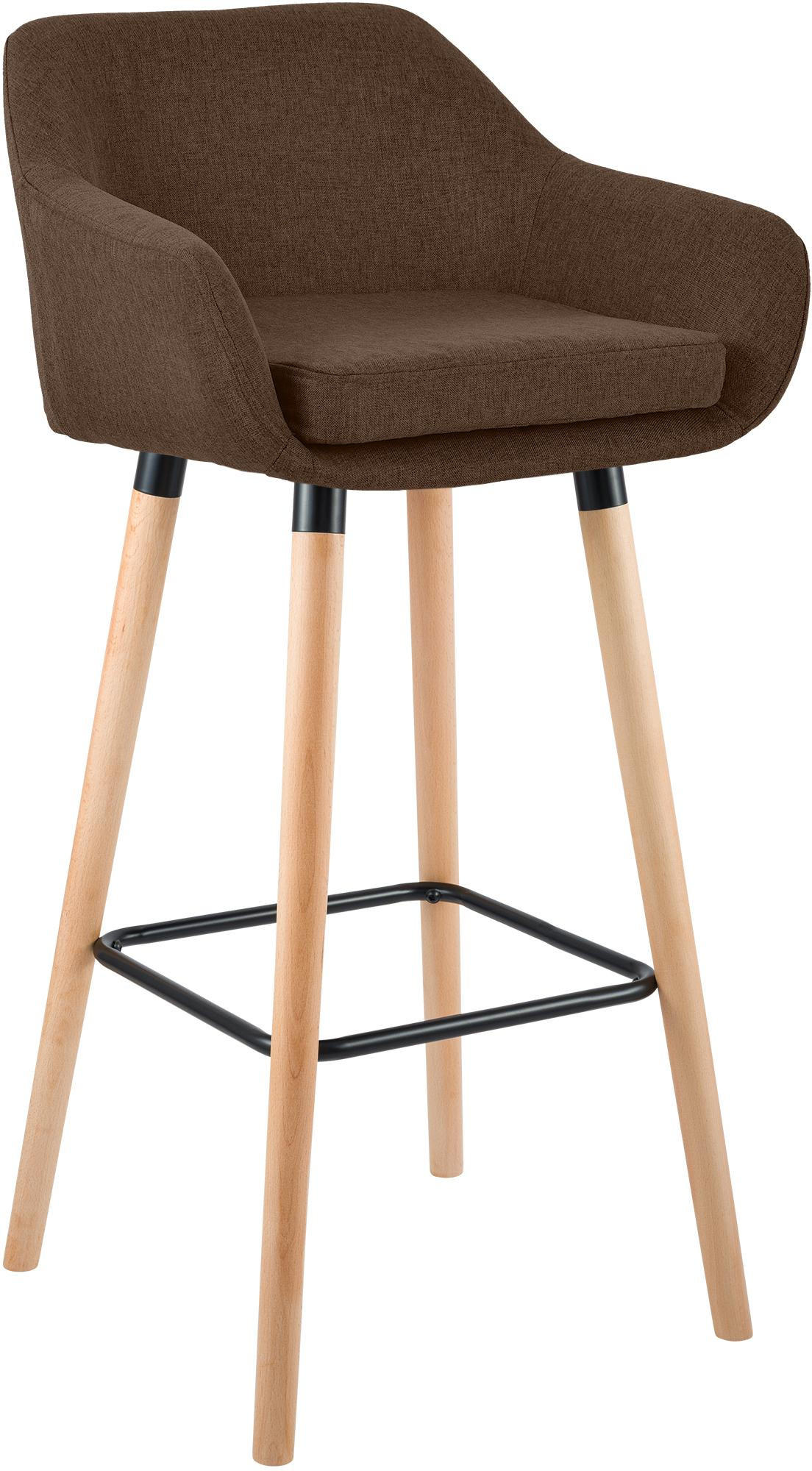 BARHOCKER Stoff Braun - Eukalyptusholzfarben/Braun, Holz/Textil (55/99/46cm) - CLP