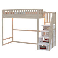 HOCHBETT 90x200 cm in Holzfarbe mit Stauraumtreppe und LED-Beleuchtung - Naturfarben, Holz (90/200cm) - IVMEU