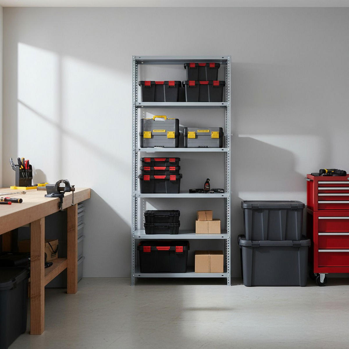 SCHRAUBREGAL PANDA TALL | HxBxT 200x80x50cm | 6 Fachböden | Fachlast 100kg | Grau - Grau, Metall (80/200/50cm) - PROREGAL