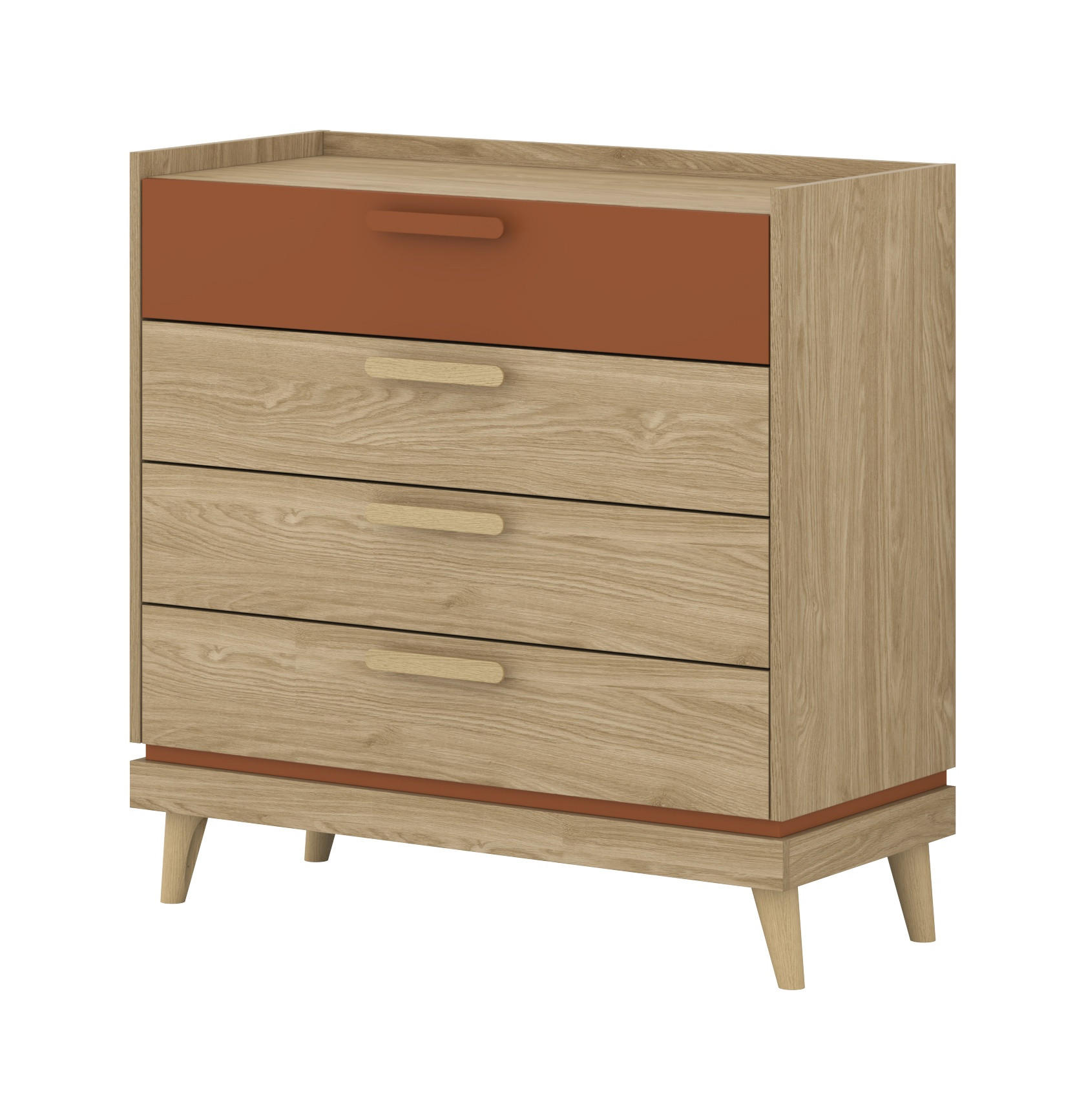 SIDEBOARD ACARA 90x40x90 cm mit 4 Schubladen Eichefarben - Braun, Holzwerkstoff (90/90/40cm) - MASSENO