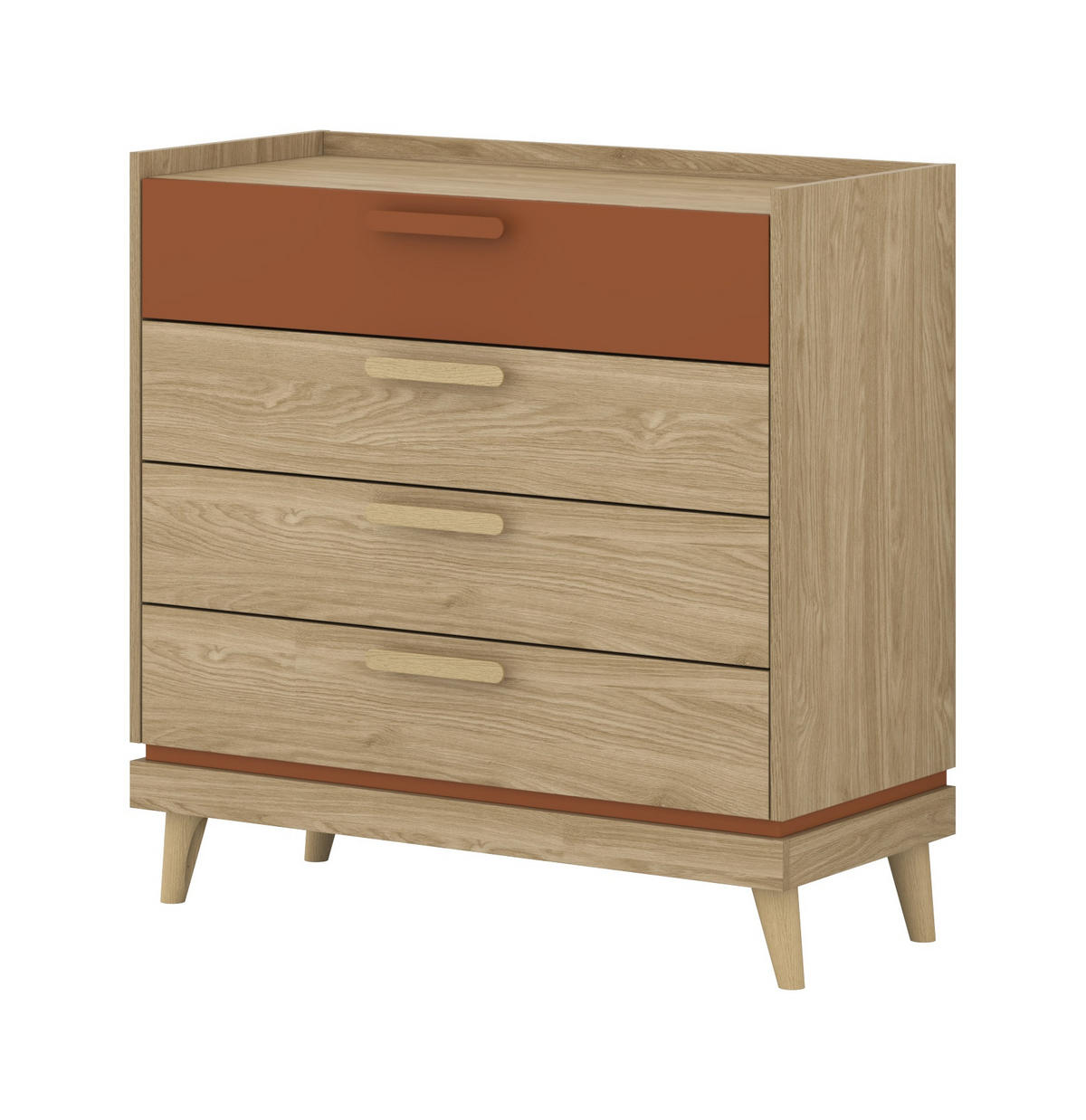 SIDEBOARD ACARA 90x40x90 cm mit 4 Schubladen Eichefarben - Braun, Holzwerkstoff (90/90/40cm) - MASSENO