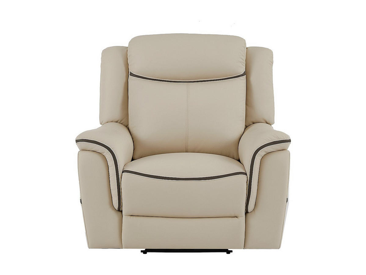 RELAXSESSEL elektrisch - Leder - Beige - ADELIO - Beige, Leder (105/102/95cm) - Vente-Unique